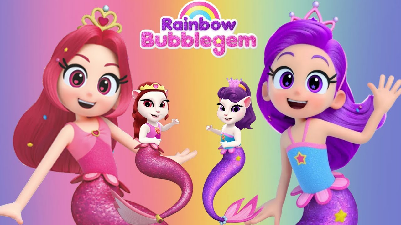 RAINBOW BUBBLEGEM 🌈 Red Ruby vs Purple Star | My Talking Angela 2 Makeover