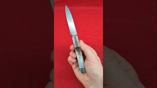 Engraved Front Flipper with Blacklip Mother of Pearl - Stainless Wootz by Tim Bernard
