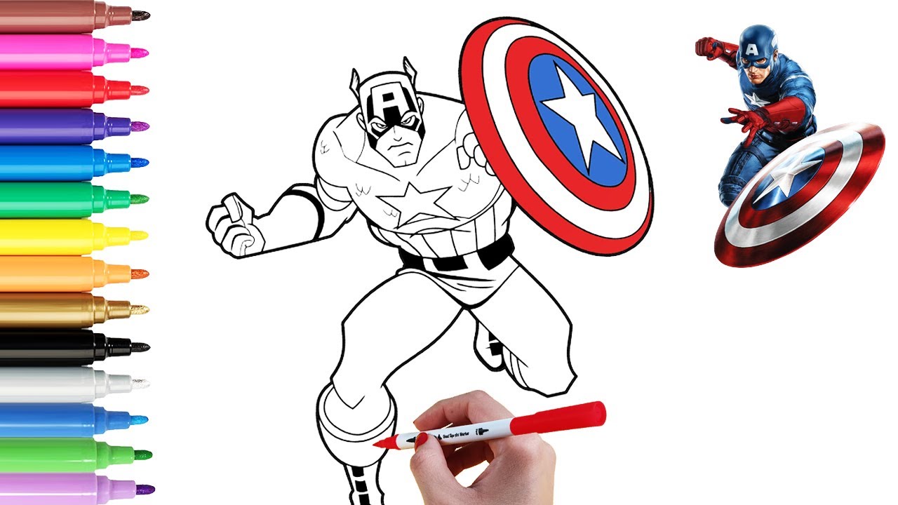 Captain America Coloring Pages | How To Color CAPTAIN AMERICA | # ...