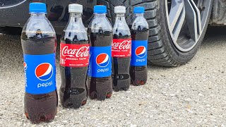 Crushing Crunchy & Soft Things by Car! EXPERIMENT CAR vs PEPSI and COCA COLA