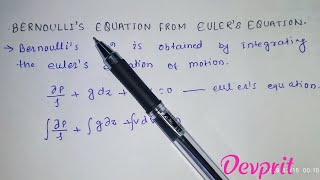 Bernoulli's equation from Euler's equation || fluid mechanics || mechanics || how to solve bernoulli