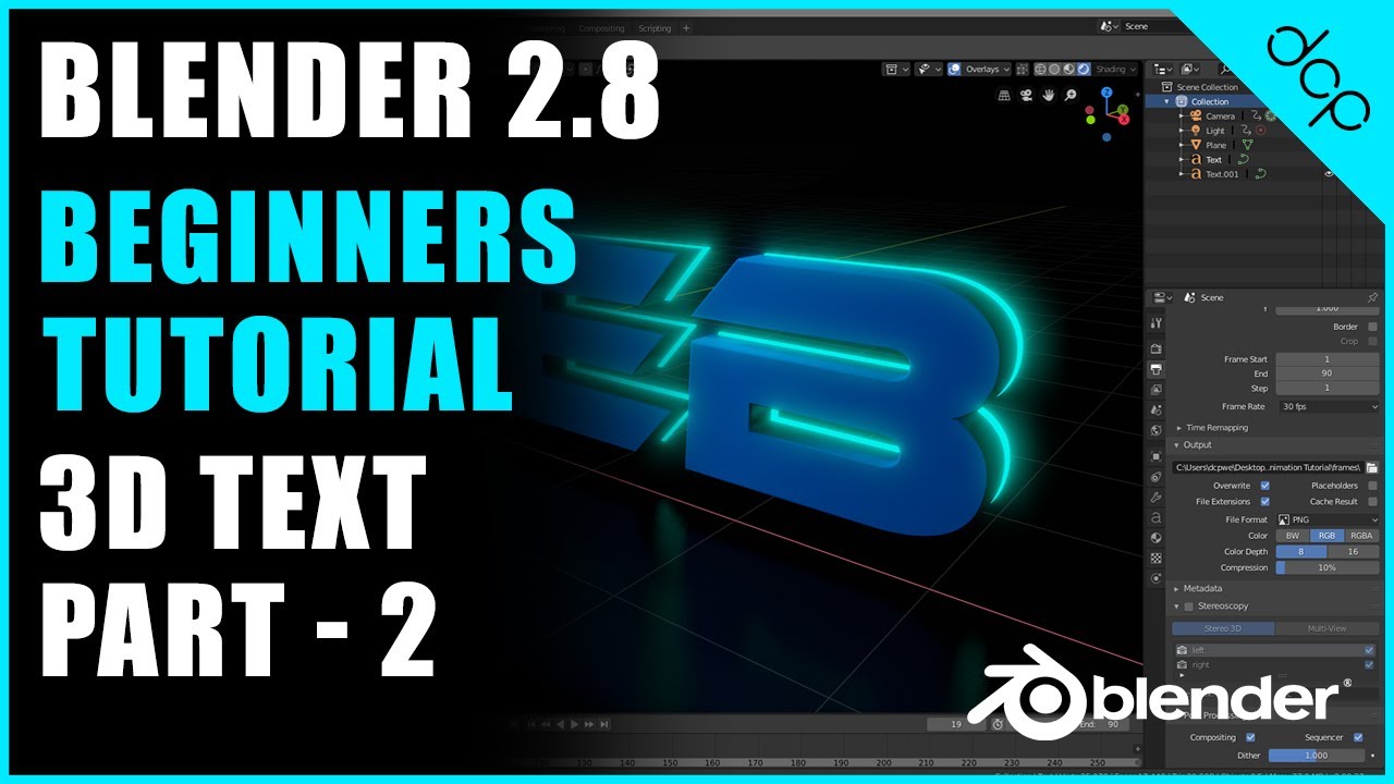 Blender  - Beginners Tutorial - [ 3D Text Animation Tutorial - Part 2 ]