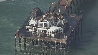 Above Oceanside Pier one day after massive fire