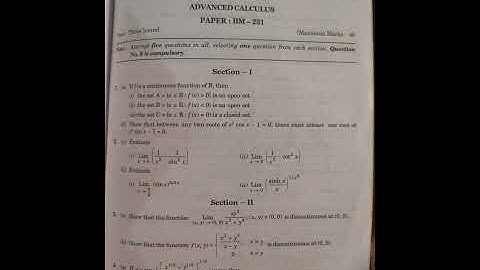 Advanced calculus question paper cdlu, kuk, mdu, 2017