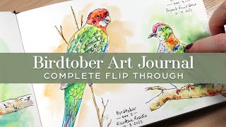 🦜 Birdtober Art Journal Flip Through • Sketchbook Tour