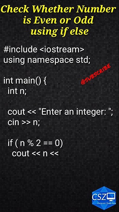 Check Whether Number is Even or Odd using if else @computerstudyzone ...
