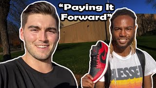 Giving AWAY Free Jordan's to a STRANGER! "Paying It Forward"