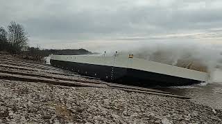 150' x 50' x 12'-0" DECK BARGE LAUNCH AT CORN ISLAND SHIPYARD, INDIANA