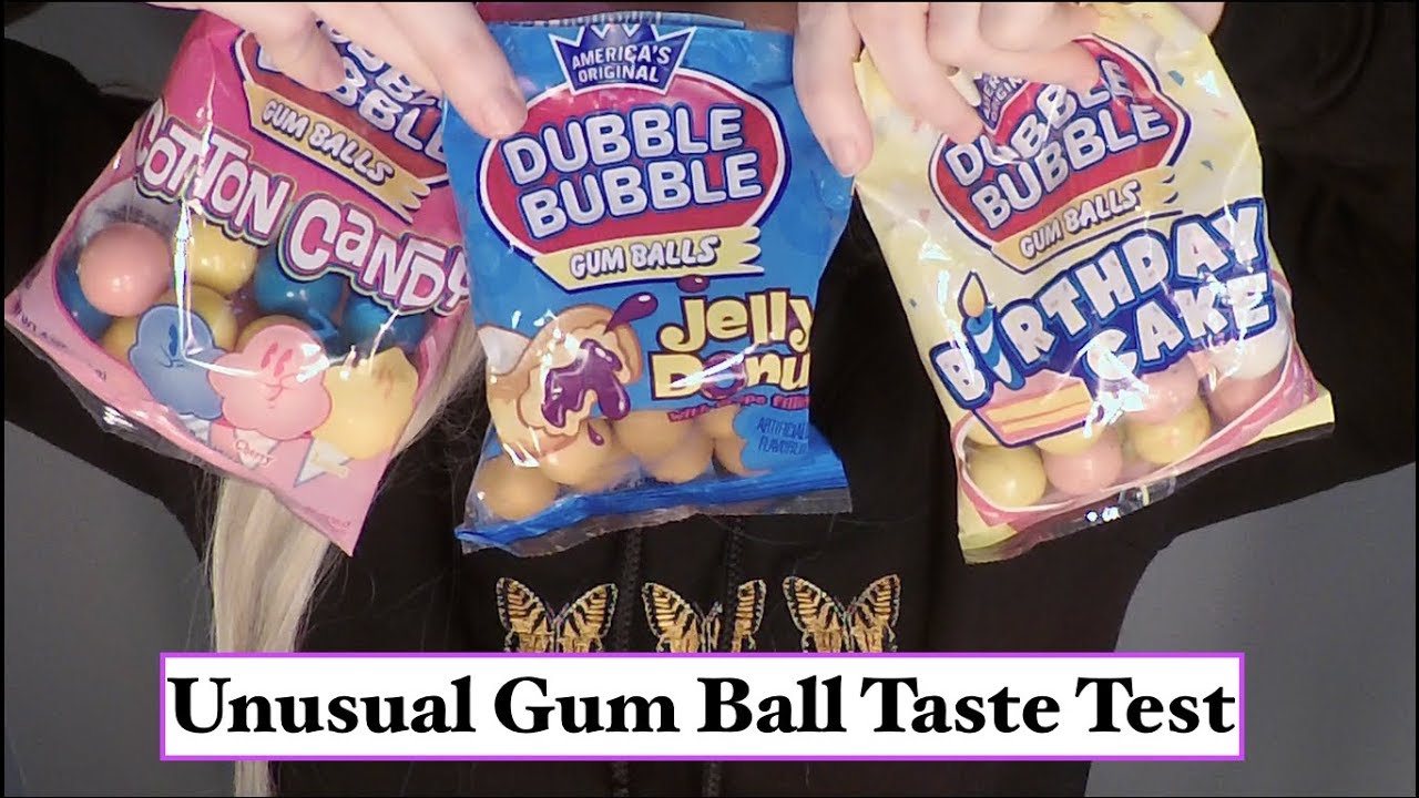 [ASMR] Gum Chewing Taste Test Gum Balls Whispered Crinkles YouTube