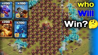 200 air troops vs 192 air defence+max th😱|who will win?|coc#coc #viral #youtube