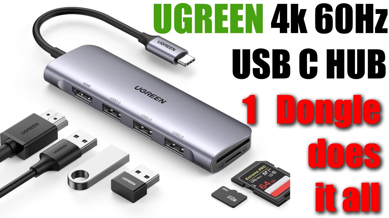 UGREEN USB C Hub 6 in 1 Type C to HDMI 4K, 2 USB 3.0 Ports, SD TF Card  Reader, 100W PD Charging Adapter Dock Station for MacBook Pro Air 2020 2019