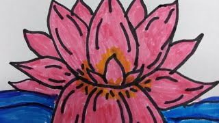 تعليم رسم زهرة اللوتس.Teach drawing a lotus flower   #ارسم وتعلم فنون # كورونا# #arts#تعليم