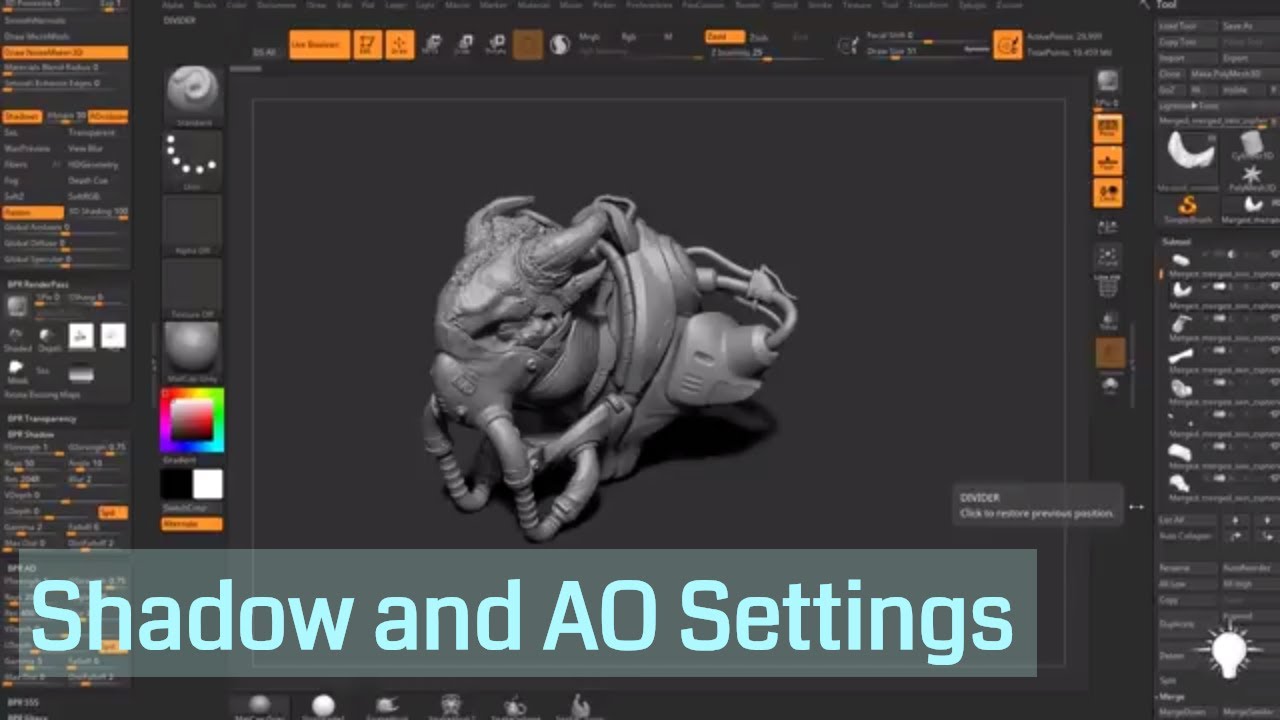 how to make shadow in zbrush