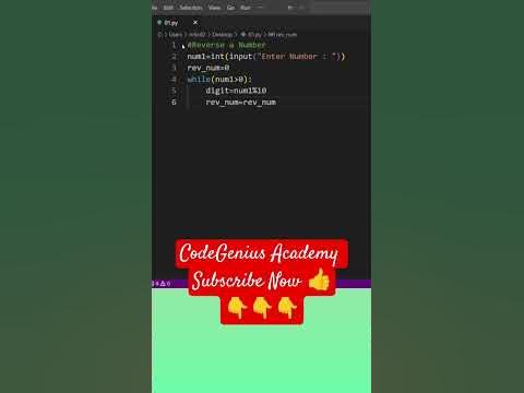 Reverse Number in Python using Loop #python #programming # ...