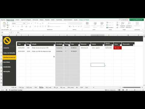 Vídeo de demonstração: Planilha de Controle de Multas de Trânsito em Excel