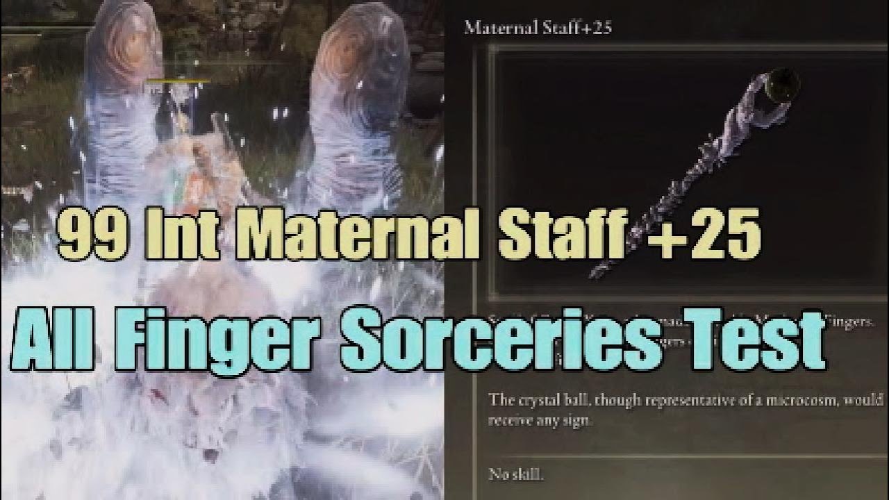 Elden Ring DLC All Finger Sorceries Damage Test with Ymir's Maternal Staff +25 Vs Lusat's +10 99 Int
