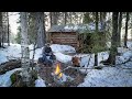 Solo living in a log cabin off grid in the wilderness