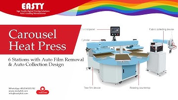 6 Station Carousel Heat Press with Auto film removal and collection | Heat Transfer Machine | EHP6