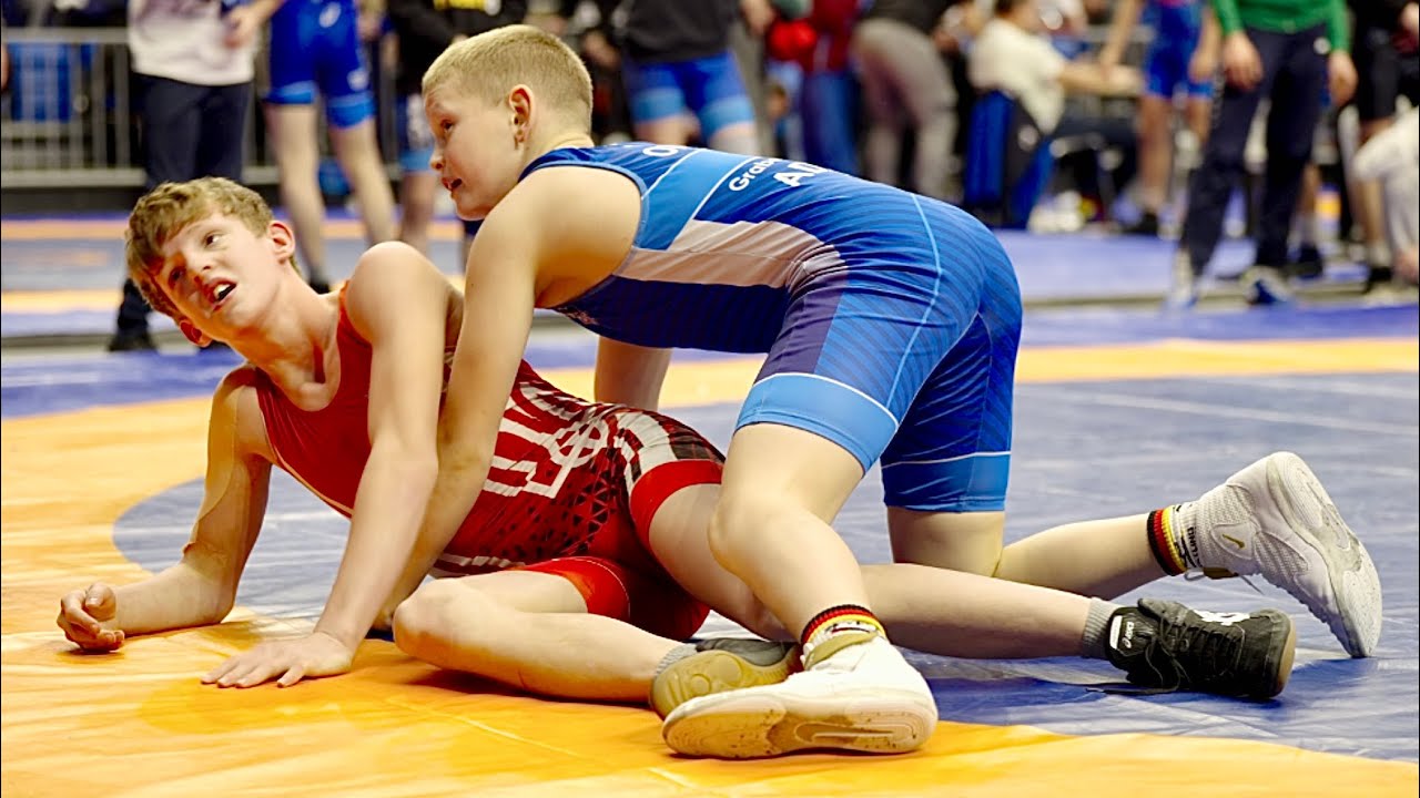 U13 Maksym Tishchenko (UKR) vs Max Adilov (GER) 59kg final! Freestyle boys youth wrestling. B-cam-m