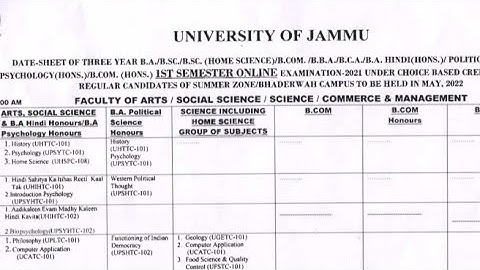 1st semester datesheet out||jammu University Today Big update||jammu University.