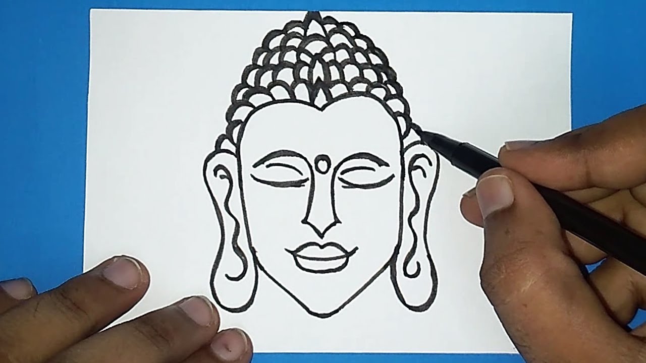 International Yoga Day Drawing | How to draw Buddha face - YouTube