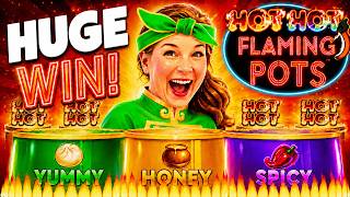 😲 DOUBLE BONUS TRIGGER! 😲 SUPER RARE! NEW HOT HOT FLAMING POTS MRS. WONG at the PEPPERMILL in Reno!