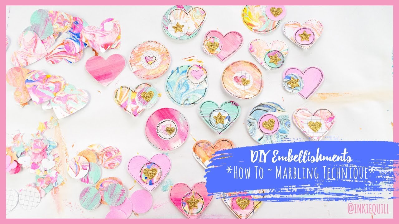 DIY EMBELLISHMENTS *How To Create a Marbling Background* + + + INKIE QUILL