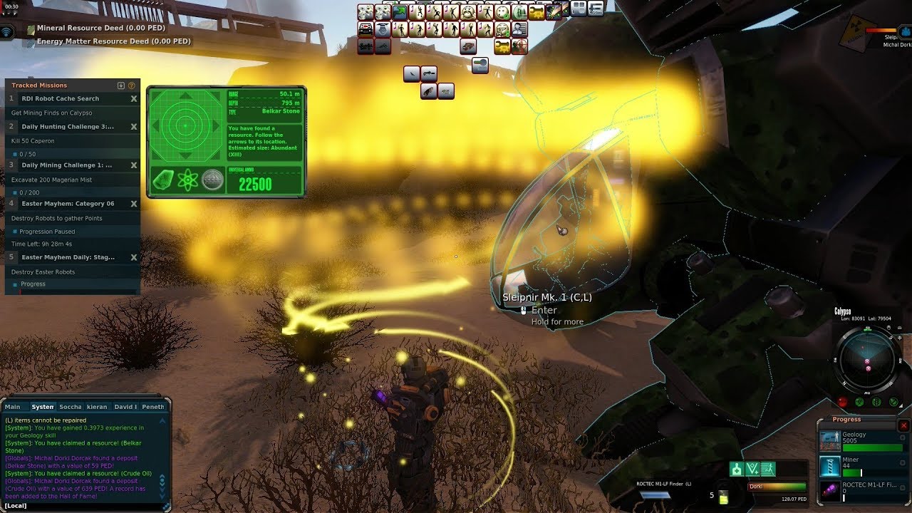 Entropia Universe 2019: Dorki is mining with level 13 amps - nice HOF&profit