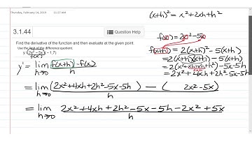 Evaluating the Limit of the Difference Quotient at a Point
