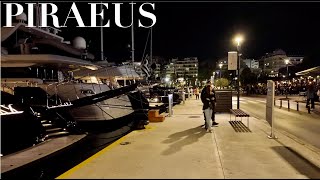 Piraeus Downtown and Waterfront Night Stroll | Greece 2025