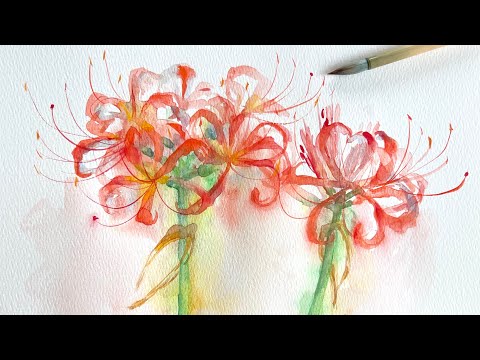 赤い蘭の花　水彩画　レランセナ ⬅他の投稿はこちら 四万十川沿いに咲く真っ赤な曼珠沙華は