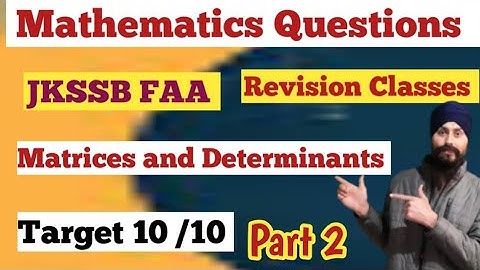Mathematics Questions For JKSSB FAA | Revision via MCQ