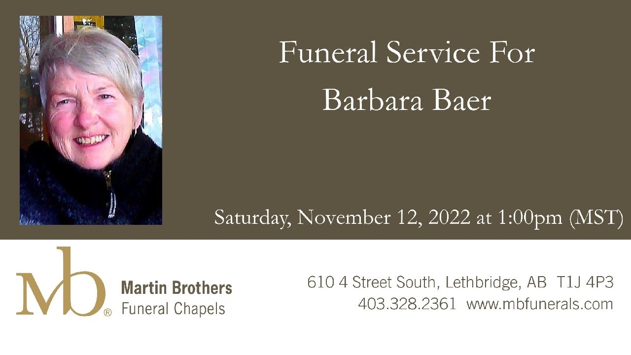 Funeral Service for Barbara Baer - YouTube