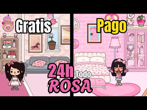 💕24 hours ALL PINK Rich vs Poor in Toca Life 🎀