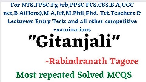 MCQs Gitanjali Rabindranath Tagore@studyadmirers