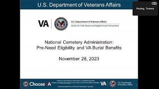 NCA PreEligibility and VA Burial Benefits 11.28.2023