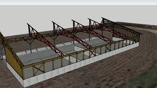 SKETCH UP ANIMATION OF MONO SLOPE CATTLE BUILDING