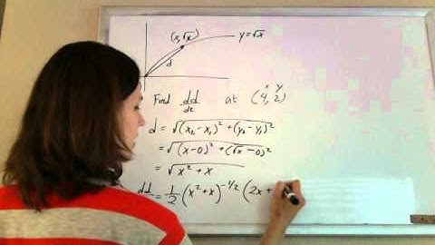 3.9 #18 Stewart 5th ed. Related Rates particle moving along y = rootx