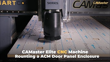 CAMaster Elite CNC Machine Cutting an ACM Door Panel Enclosure