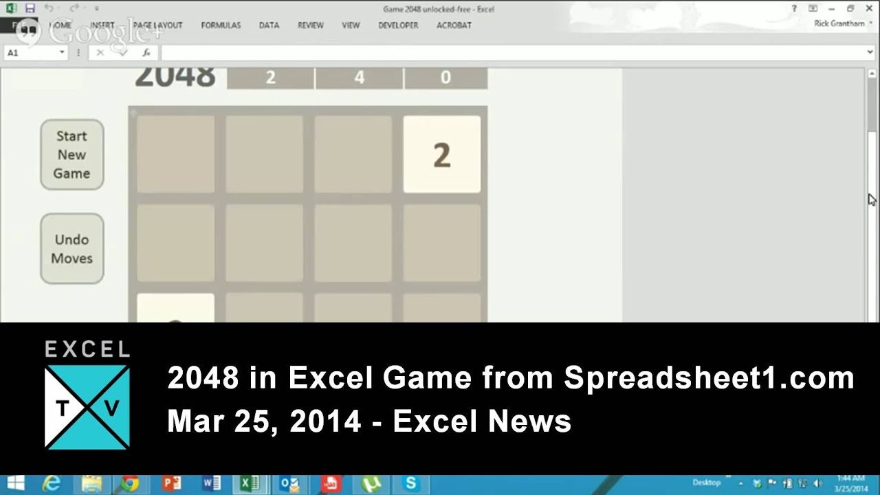 2048 Feito no Microsoft Excel 