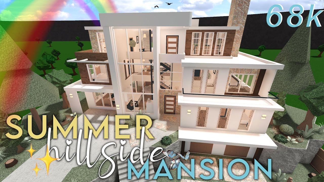 No Large Plot Modern Hillside Mansion ¦ Bloxburg (80k)