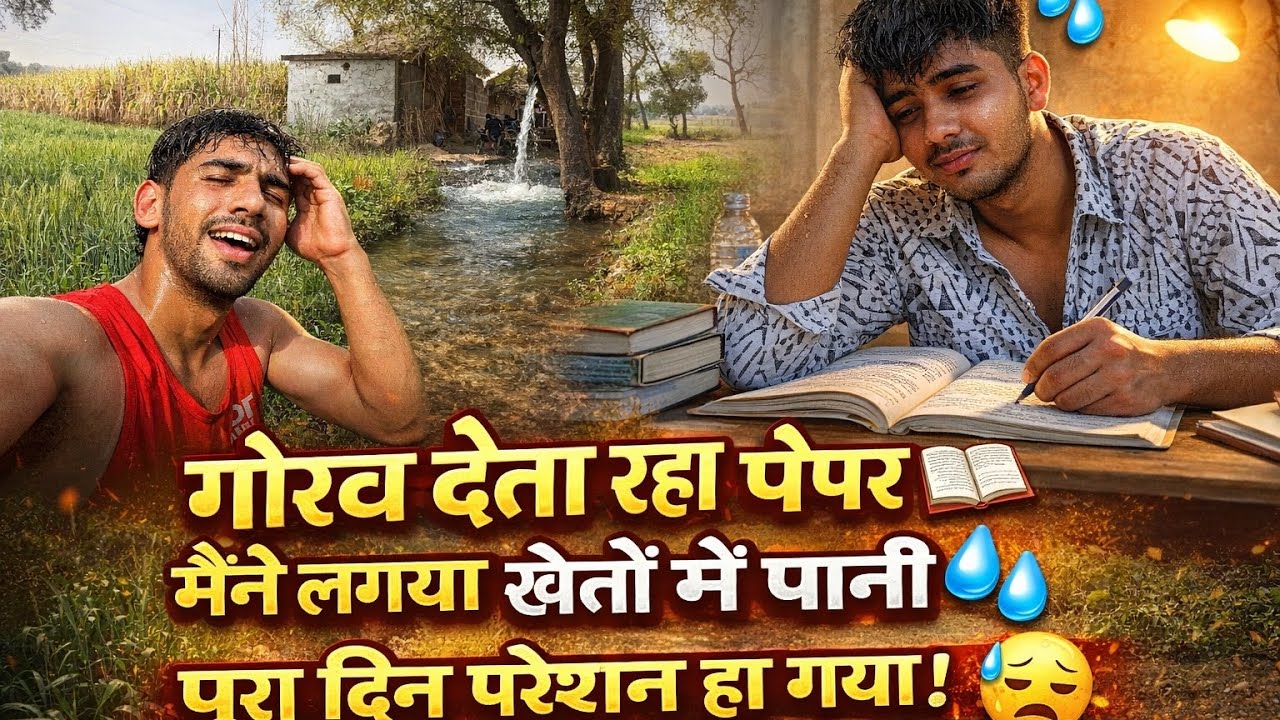 गौरव देने गया पेपर 📚मैंने लगाया खेतों में पानी 🌾💧पूरा दिन परेशान हो गया! 😓#jaatlifestyle #agricultur