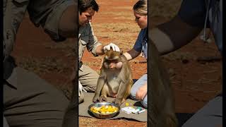 Monkey With Swollen Face From Food Poison -