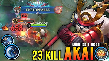 23 Kills!! Powerful Offlane Akai MVP 15.2 Points!! - Build Top 1 Global Akai ~ MLBB