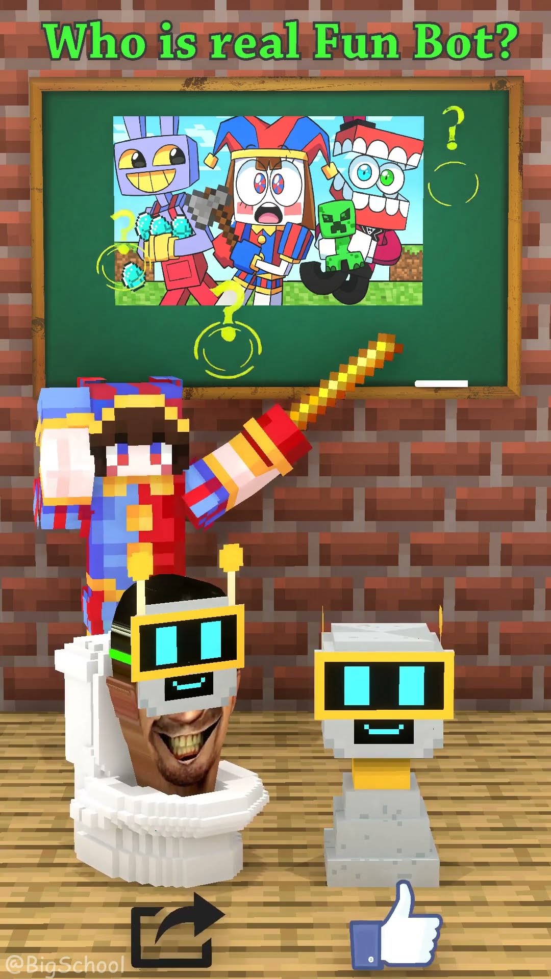When Pomni teaches Fake Fun Bot and Real Fun Bot to sing ?