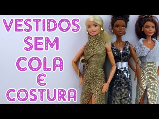 6 VESTIDOS EM 1 PARA SUA BARBIE, SEM COLA, SEM COSTURA, FÁCIL, KIM  ROSACUCA 