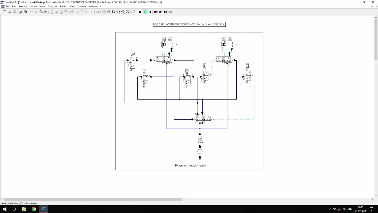 Multiple Actuator Sequence (A+ B+ B- A-) | Pneumatics | FluidSIM ...
