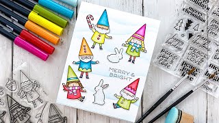 Merry and Bright Happy Gnomes Card