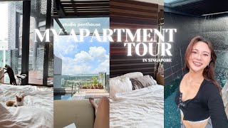 my studio penthouse apartment tour w PRIVATE POOL & ROOFTOP in Singapore - I moved out at 26