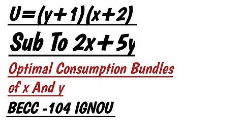 Optimal Consumption Bundles BECC -104 Mathematical Methods In Economics 2 BECC IGNOU
